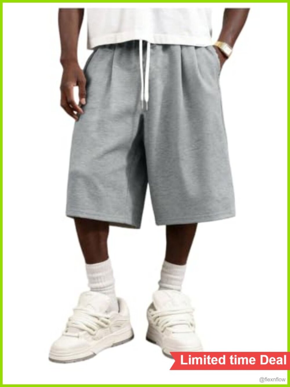 Men's Baggy Sweat Shorts Wide Leg Loose Fit Drawstring Bermuda